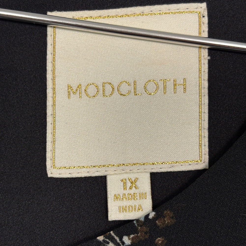 ModCloth Womens Dress 1X Black Embellished To Perfection Floral Sequin Flutter - Picture 3 of 14